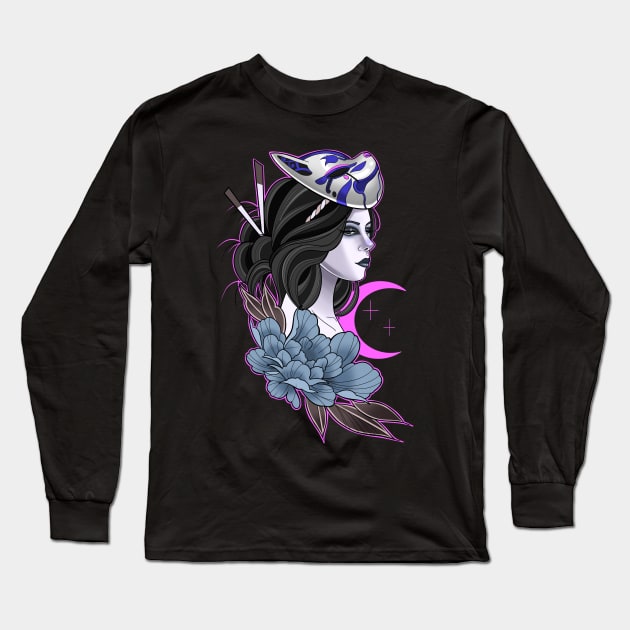 Luna Kitsune Long Sleeve T-Shirt by Candymachine85